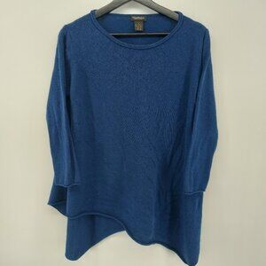 Philosophy × Diane Lewis Cashmere Oversized Assymetrical Hem Lagen Look Blue Med